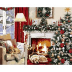 Картина раскраска по  номерам на холсте 40*50см Babylon VP787 Рождественский вечер у камина