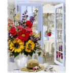 Картина раскраска по  номерам на холсте 40*50см Babylon VP802 Букет с подсолнухами и лавандой