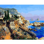 Картина раскраска по  номерам на холсте 40*50см  Mariposa Q2144 Прибрежные скалы