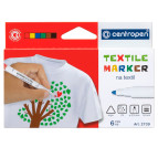 Маркер Centropen Textile для ткани набор 6 цв. 2мм 2739.6