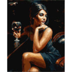 Картина раскраска по  номерам на холсте 40*50см Babylon VP890 Девушка с бокалом Бордо