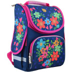 Рюкзак (ранец) школьный каркасный 1Вересня Smart 554464 Flowers blue PG-11 34*26*14см