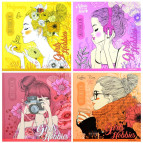 Блокнот для эскизов скетчбук 200*200мм 36 листов Мандарин чистые листы (дизайн 17487-17490) БК134/1