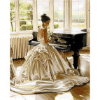 Картина раскраска по  номерам на холсте 40*50см Babylon VP897 Девушка у рояля