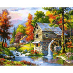 Картина раскраска по  номерам на холсте 40*50см Babylon VP906 Мельница на берегу озера