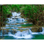 Картина раскраска по  номерам на холсте 40*50см Babylon VP913 Водопад в зелени