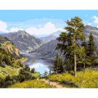 Картина раскраска по  номерам на холсте 40*50см Babylon VP958 Речной край