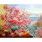 Картина раскраска по  номерам на холсте 40*50см Babylon VP964 В объятиях цветущей сакуры