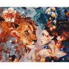 Картина раскраска по  номерам на холсте 40*50см Babylon VP965 Ее лев
