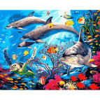 Картина раскраска по  номерам на холсте 40*50см  Mariposa Q2146 Подводный мир