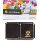 Краска акварельная набор 12цв. Mungyo в полу кюветах метал пенал MWPH12