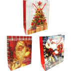 Пакет подарочный бумажный SAT 28*33*9см Новогодний XL