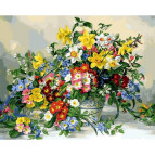 Картина раскраска по  номерам на холсте 40*50см  Mariposa Q2169 Нарциссы и анютины глазки