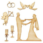 Заготовка для декорирования Rosa Talent (фанера) набор 6шт Свадьба 2809509