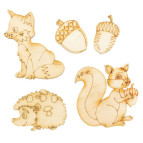 Заготовка для декорирования Rosa Talent (фанера) набор 5шт Лесные зверята 2809508