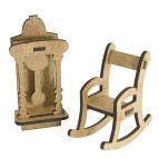 Заготовка для декорирования Фабрика Декора (ДВП 3мм) для оформления шедоубокса, №56 Часы + кресло-качалка FDSBK-56