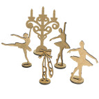 Заготовка для декорирования Фабрика Декора (ДВП 3мм) для оформления шедоубокса, №65 Балерины + пуанты и подсвечник FDSBK-65