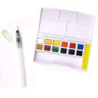 Краски акварельные Joyko набор 12цв. в кюветах + кисть с резервуаром WC-2000