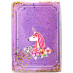 Блокнот А5 60л обложка с жидкостью и паетками, Единорог 4016