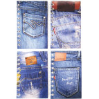 Блокнот на спирали А6 80лист. Лидер Jeans в ассортименте 50k-71