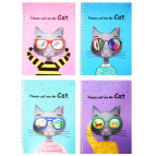 Тетрадь на спирали А5 48л. пластиковая обложка HaiBin Cat 77423 в клетку