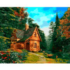 Картина раскраска по  номерам на холсте 40*50см  Mariposa Q2205 Домик на опушке леса