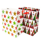 Пакет подарочный бумажный 23*18*10см Новогодний елочки, звездочки
