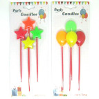 Свечи-набор для торта Party Candles 4 свечи Звезды Шарики 031642