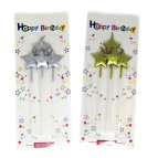 Свечи-набор для торта Party Candles 4 свечи Звезды, золото-серебро RZ-2