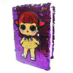 Блокнот А6 80л. Лидер с пайетками Кукла, в клетку, цвет ассорти №240-3