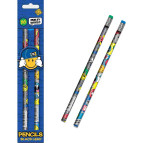 Карандаши чернографитные простые набор 2шт, с ластиком, НВ YES Smiley World (blue) 280449