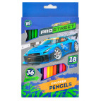 Карандаши цветные 18шт/36цв. Yes Street racing двухцветные 290488
