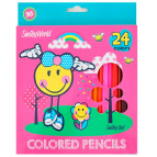 Карандаши цветные 24цв. Yes Smiley World (pink) 290466