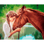 Картина раскраска по  номерам на холсте 40*50см Babylon VP1249 Девушка и лошадь