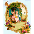 Картина раскраска по  номерам на холсте  - 40*50см Идейка КН2490 Заячьи посиделки