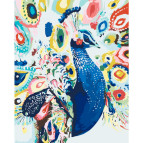 Картина раскраска по  номерам на холсте  - 40*50см Идейка КН2492 Яркий павлин