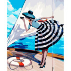 Картина раскраска по  номерам на холсте  - 40*50см Идейка КН2644 Прогулка на яхте