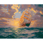 Картина раскраска по номерам на холсте - 40*50см Идейка КН2715 Рассвет под парусами