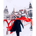 Картина раскраска по  номерам на холсте - 40*50см Никитошка GX26244 Красный шарф зимой