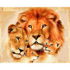 Картина раскраска по  номерам на холсте - 40*50см Никитошка GX28779 Львиная семья