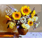 Картина раскраска по  номерам на холсте - 40*50см Никитошка GX28784 Подсолнухи и полевые цветы