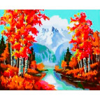 Картина раскраска по  номерам на холсте - 40*50см NEW WORLD Осенний лес