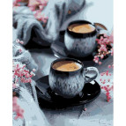 Картина раскраска по  номерам на холсте  - 40*50см Идейка КН5548 Кофе на двоих