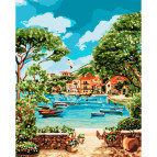 Картина раскраска по номерам на холсте - 40*50см Идейка КН2738 Отдых в бухте