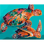 Картина раскраска по  номерам на холсте  - 40*50см Идейка КН2455 Черепахи в лазурной воде