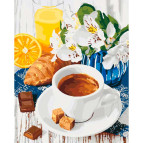 Картина раскраска по  номерам на холсте  - 40*50см Идейка КН5539 Утренний кофе
