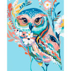 Картина раскраска по  номерам на холсте  - 40*50см Идейка КН2471 Сова 2