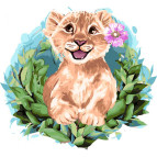 Картина раскраска по  номерам на холсте - 30*30см Идейка КН4158 Очаровательный львёнок
