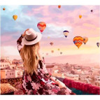 Картина раскраска по  номерам на холсте - 35*45см Rosa Premium N00013233 Воздушные шары Кападокии