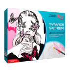 Картина раскраска по  номерам на холсте - 35*45см Rosa +GiftBox Premium N0001374 Девушка с бабочками